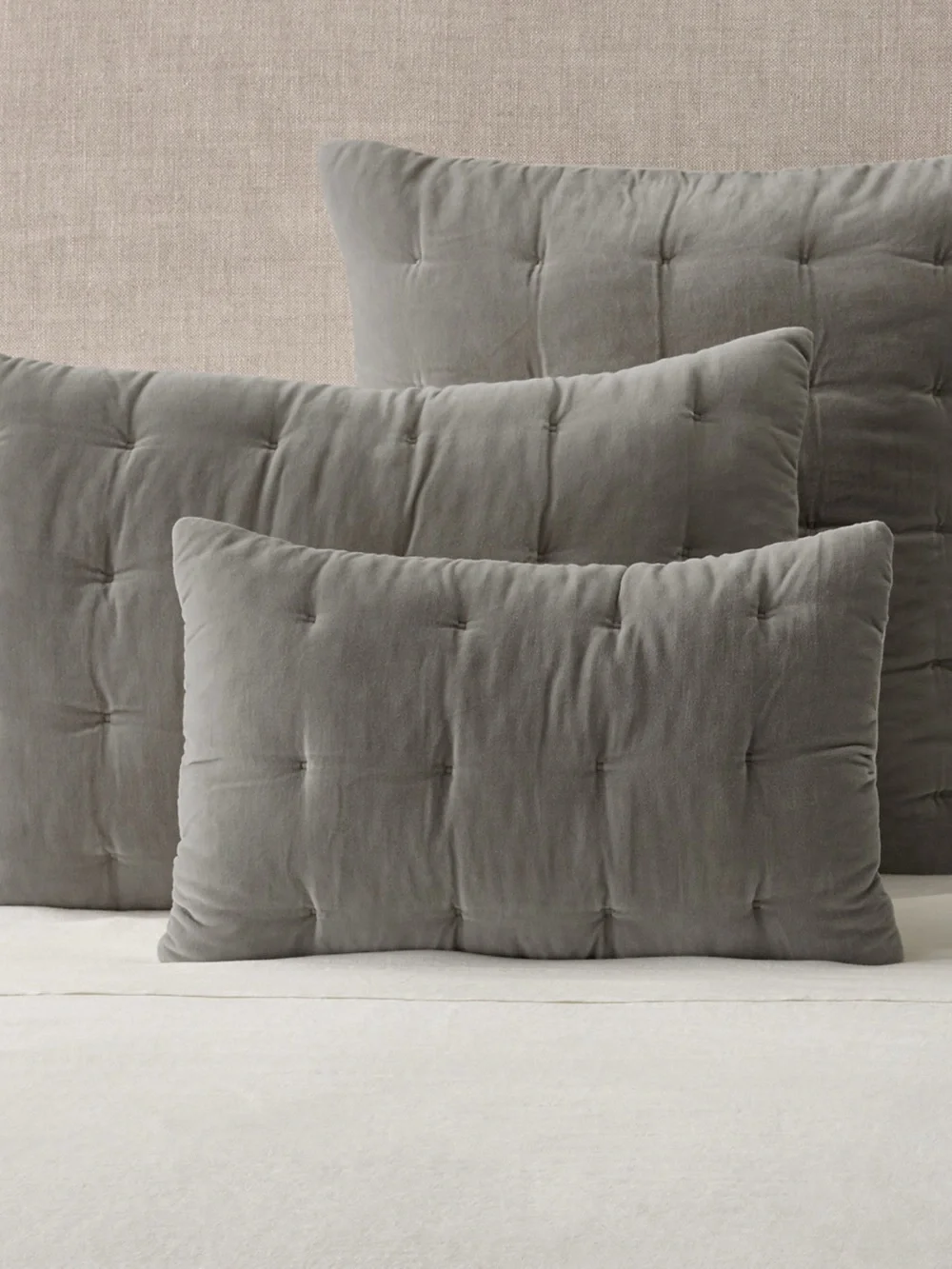 RESTORATION HARDWARE VELVET & LINEN TUFTED SHAM